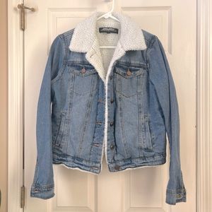Joujou Jacket - Denim Blue Jeans Jacket Sherpa Lined -  Size M